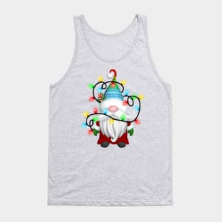 Gnome Wrapped in Christmas Lights Tank Top